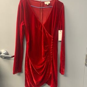 Beautiful red crushed velvet dress !! Brand new with tags